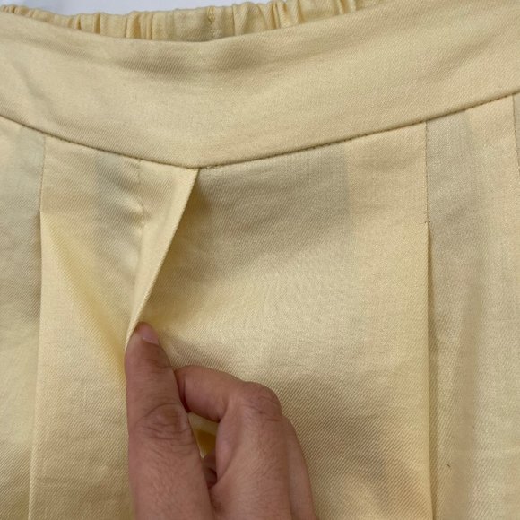 Babaton Aritzia SZ 00 Cohen Cropped Ankle Dress Pants Yellow Pull On Linen Blend - Picture 2 of 10
